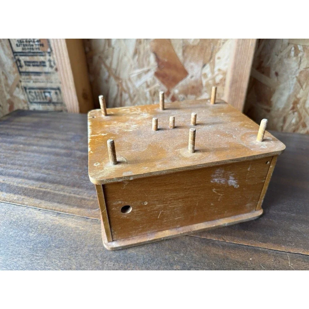 HW Murray Vintage Wood Sewing Cabinet Box Spool Organizer